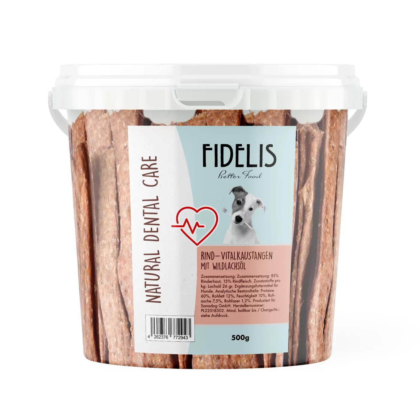 fidelis zoozoom 5 Košļājamās nūjiņas ar liellopu gaļu un laša eļļu no FIDELIS (500 g spainītis) - Image 1